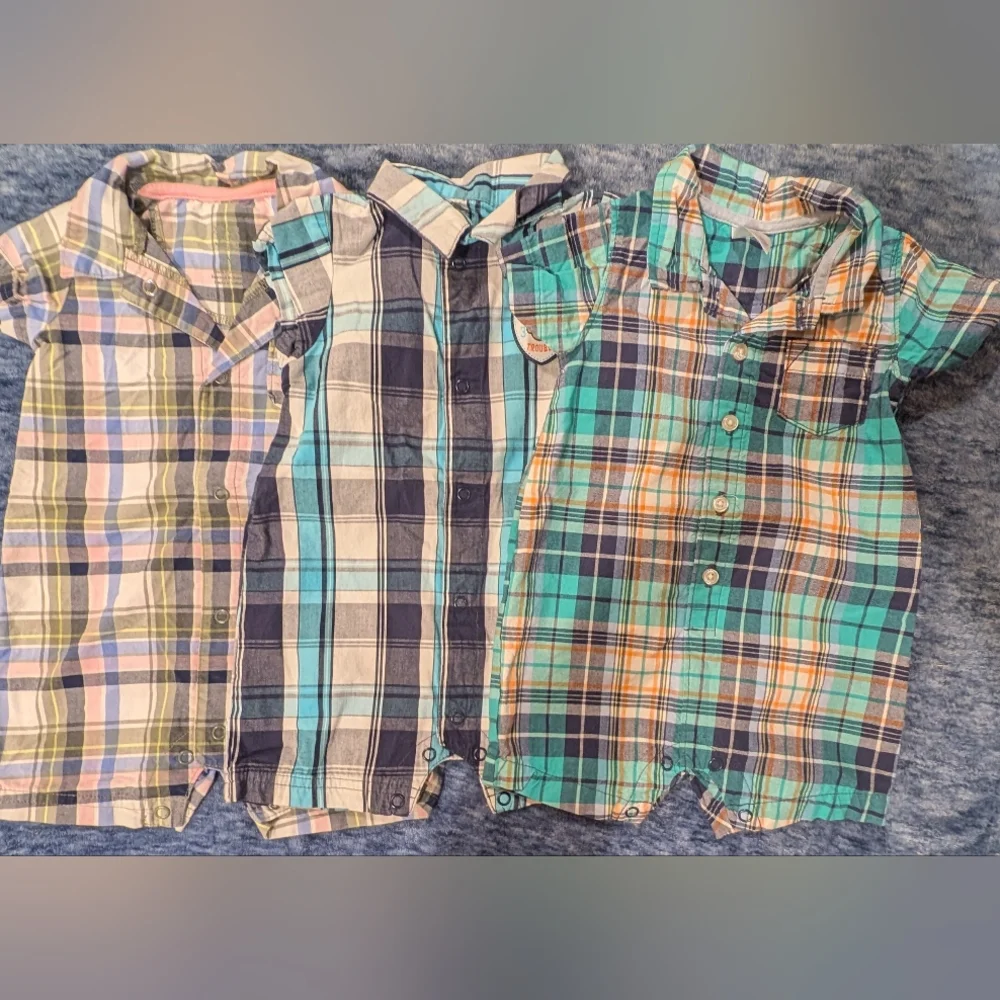 Carter's 6M Plaid Kids Romper Set